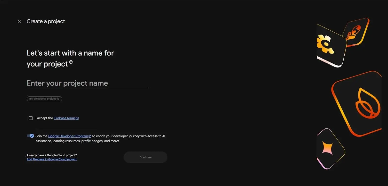 گام اول: ساخت پروژه در کنسول فایربیس